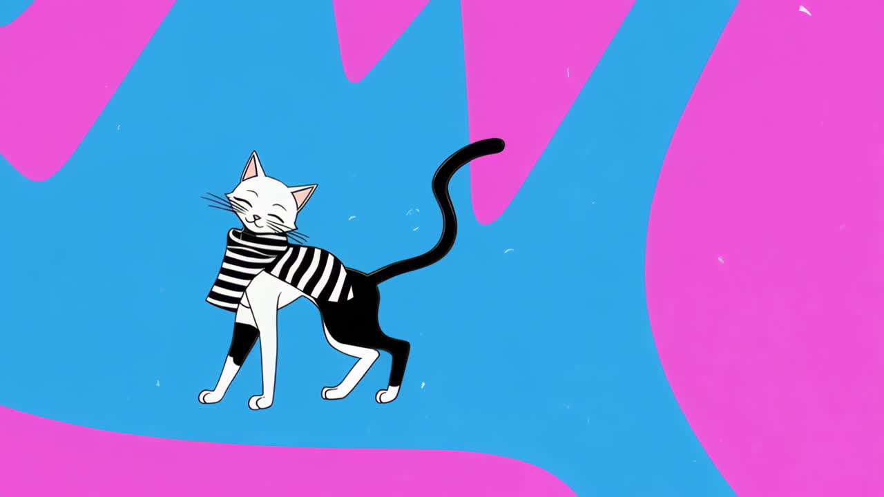 A White Cat Cartoon Character in Different Poses