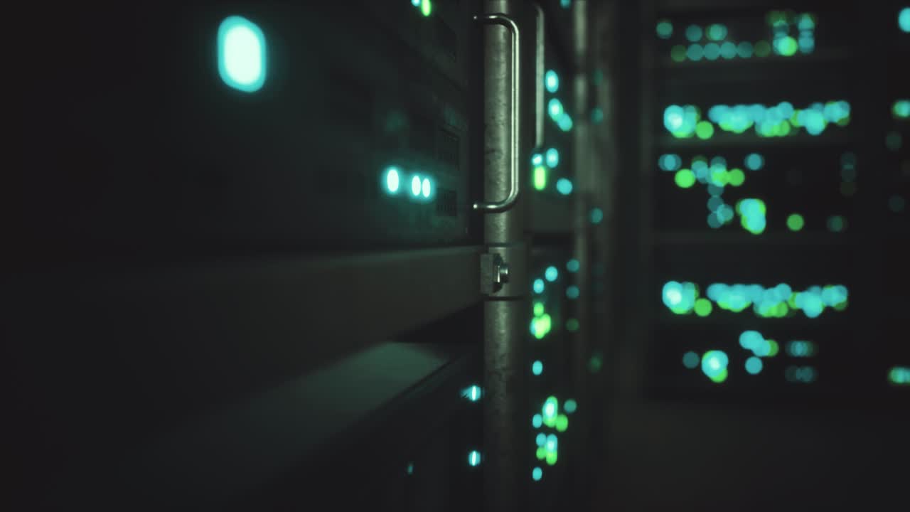 Clean industrial interior of a data server room with servers