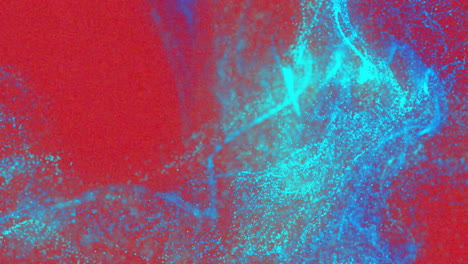 animation of interference and blue light spots on red background