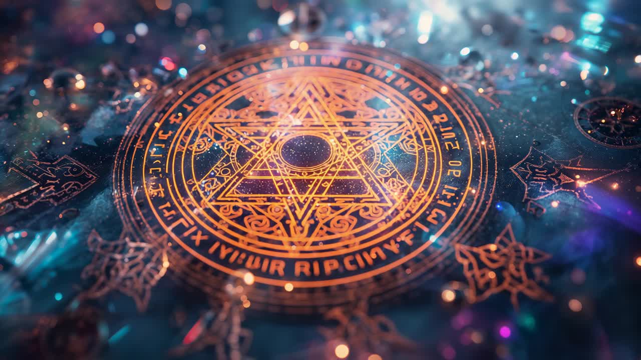 Beginning sigil outline sparking golden star on ground, rippling runic rings and drifting particles