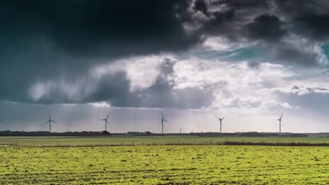 turbinas de viento en el campo verde y exuberante