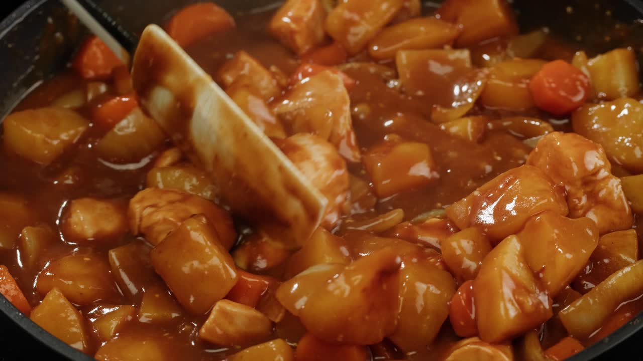 Japanese curry rice with fry pork Tonkatsu, Katsu Kare, Japanese breaded cooking dinner in restaurant, close up macro of asian food