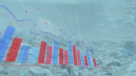 animation of financial data processing over a garbage dump