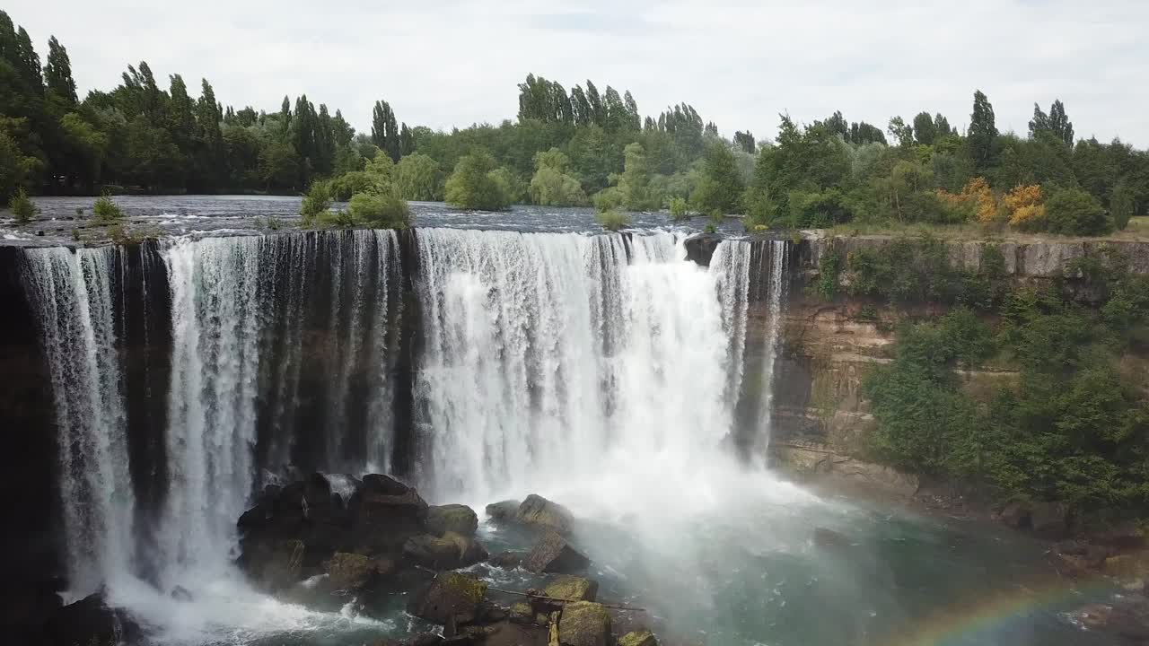 Salto De Laja, Chile. Drone Aerial View of Stunning Waterfall, Laja River and Narrow Canyon