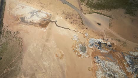 geothermal vents spitting out hot water turning into river