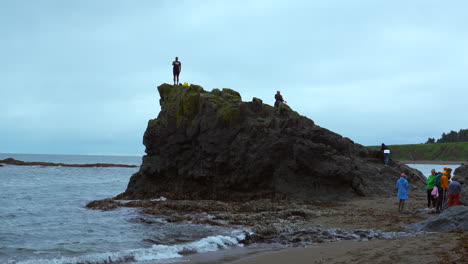 rocky coastline with people