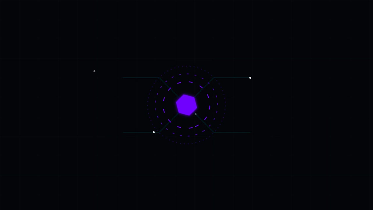 Animazione di interfaccia digitale esagonale viola astratta