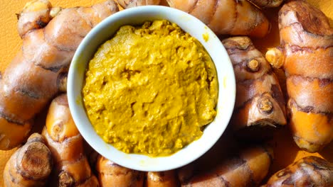 turmeric paste and roots