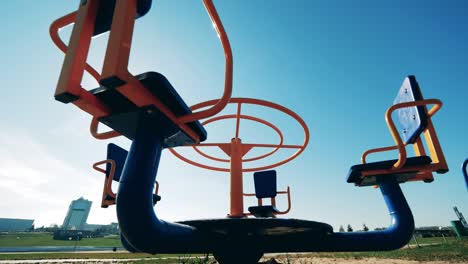 revolving merry-go-round with nobody around during coronavirus pandemic.