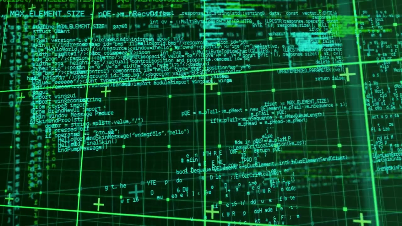 Animation af databehandling over et gitter.