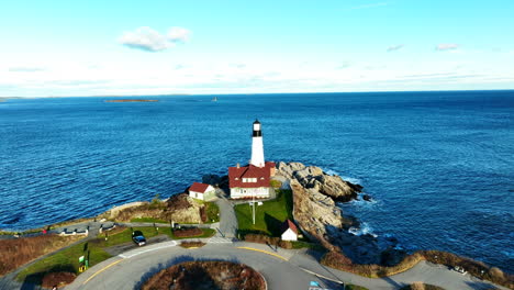 flight over fort williams park portland main and head lighthouse on wintery afternoon 30fps 4k