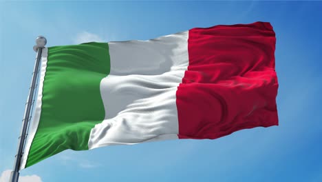 bucle de la bandera de italia. realista 4k. 30 fps bandera de la italia. bandera italiana ondeando en el viento. bucle sin costuras con textura de tela muy detallada.