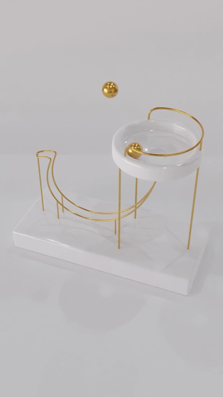 sculpture géométrique moderne en blanc et en or