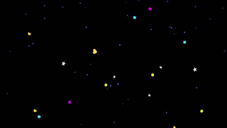 colorful bright confetti isolated on transparent background. festive looped animation.falling tiny pieces, particles, stars and hearts. celebration, carnival, party motion graphics alpha channel
