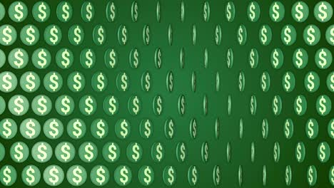 dinero estadounidense fondo verde monedas giratorias de dólar