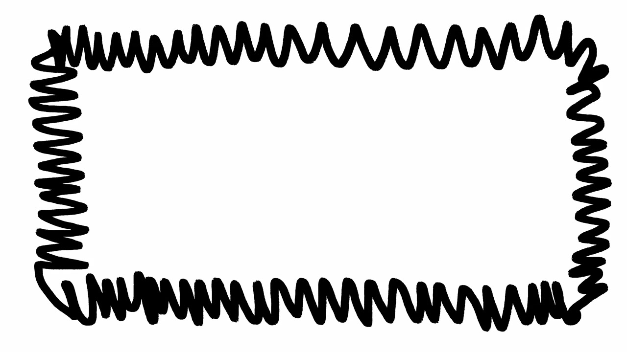 Animazione di cornice nera disegnata a mano tremolante su bianco