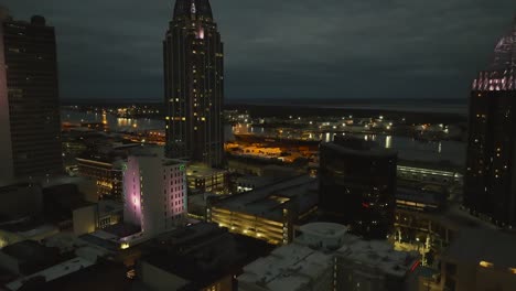 aerial view of mobile, alabama at dusk