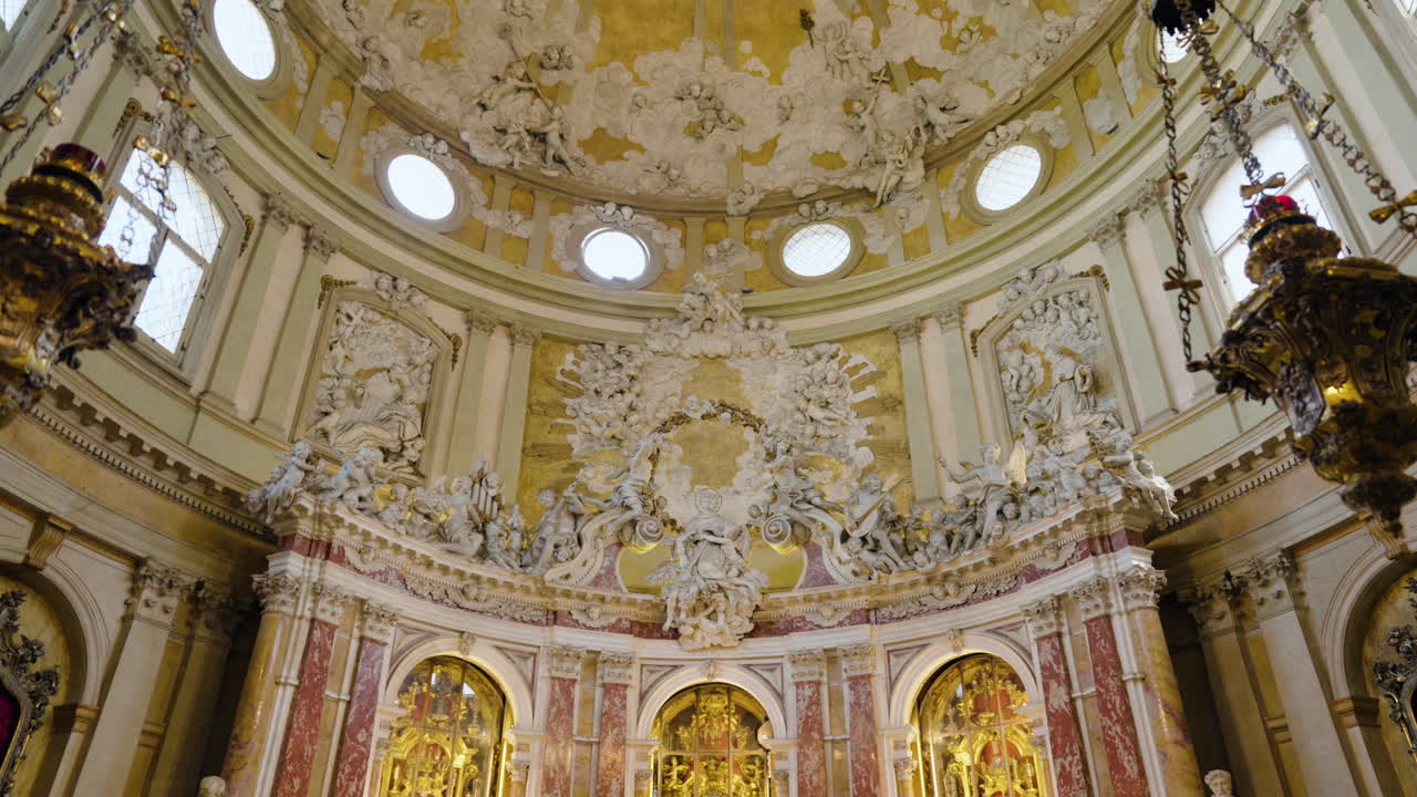Interior Of Basilica of Saint Anthony of Padua With Decorative Ornates In Padua, Veneto, Italy. - wide shot