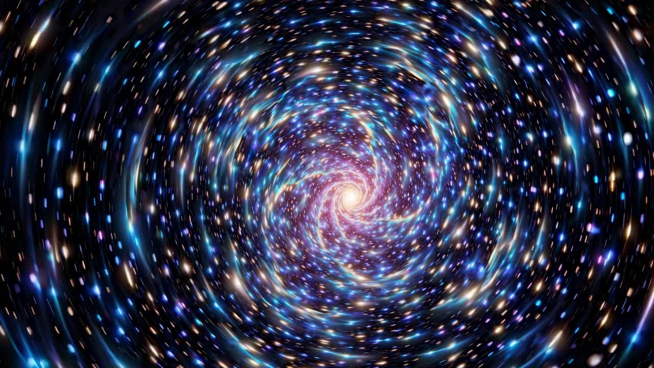 Bright stars rotating around a central point, forming a mesmerizing cosmic tunnel, ideal for space exploration and science fiction projects