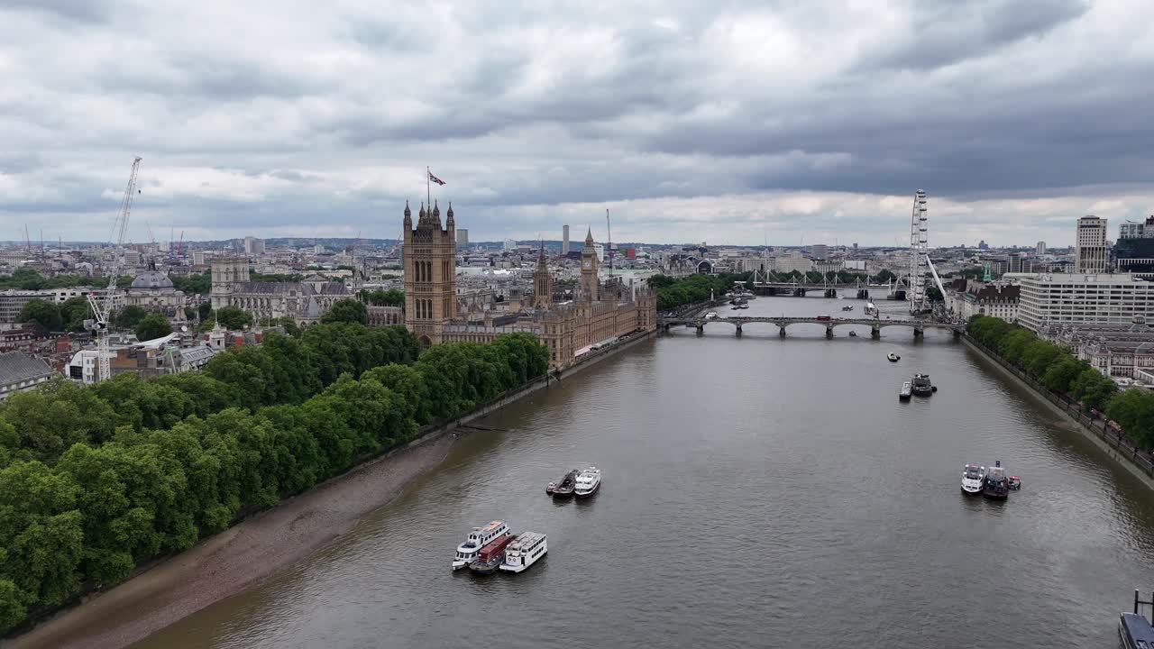 Houses of Parliament London UK drone,aerial 4k footage