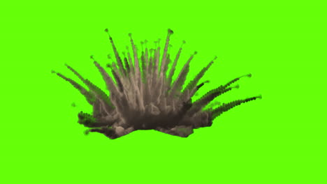 smoke dust burst explosion on green screen
