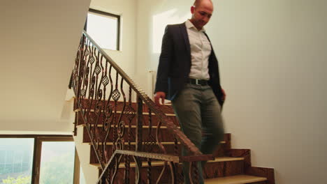 business partners walking on stairs