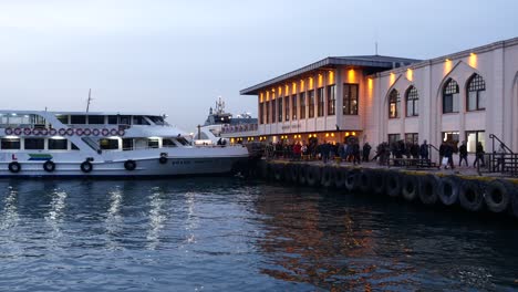 ferry at istanbul port at dusk