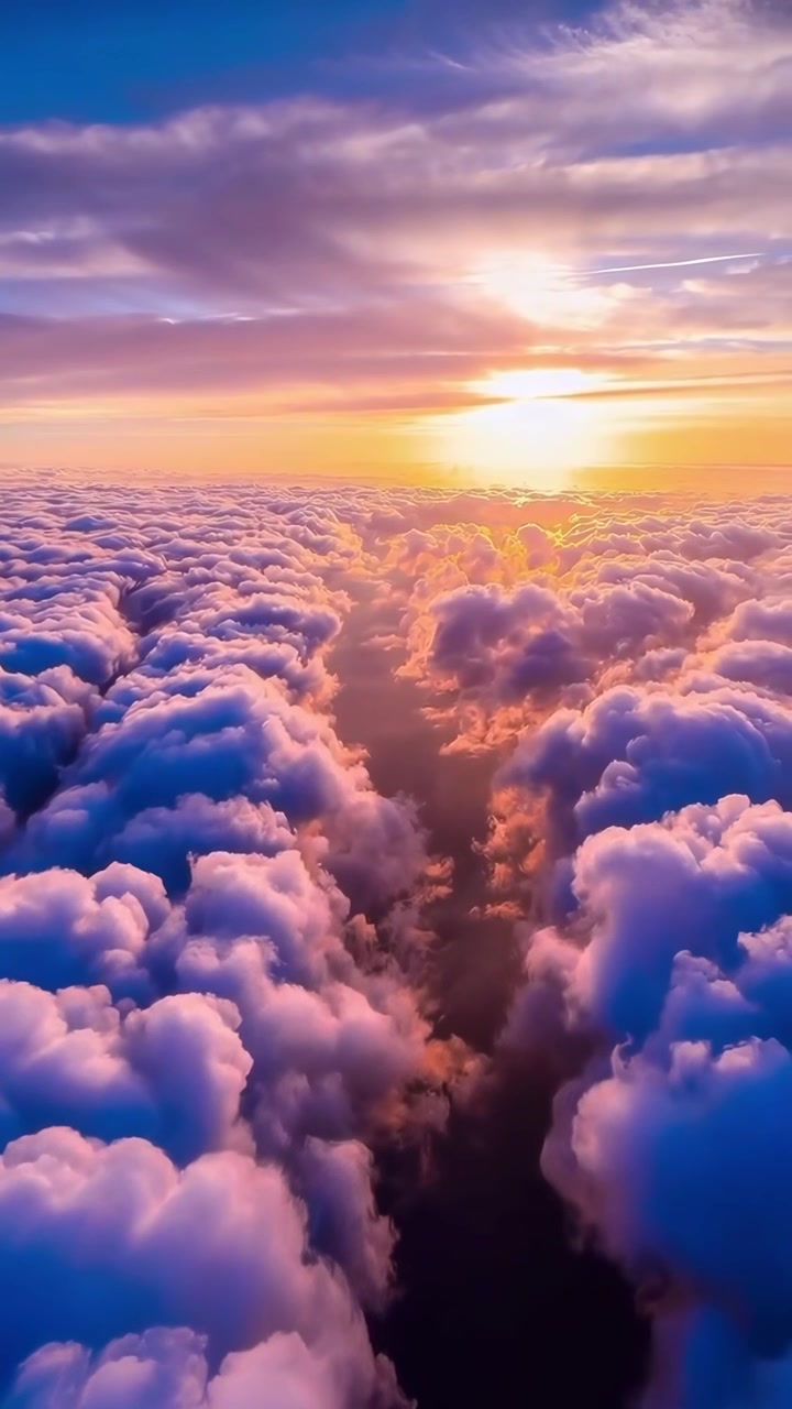 Splendida Vista Aerea di Nuvole Durante il Tramonto dell'Ora d'Oro
