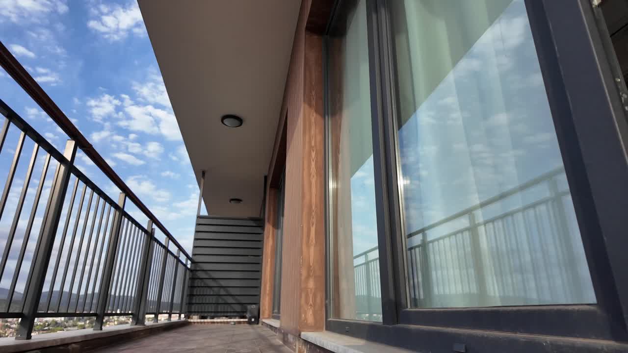 Balcony with modern architecture and a scenic view