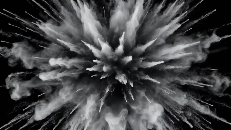 White Powder Explosion Against Black Background