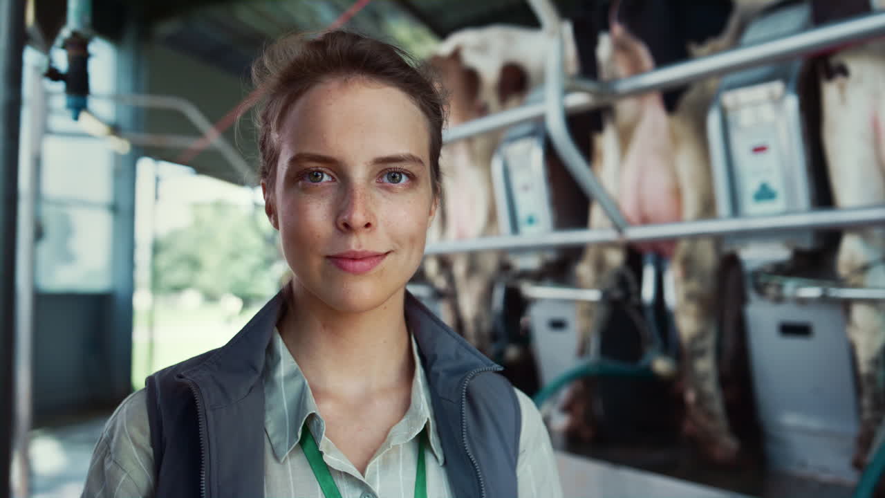 retrato de una mujer gerente de una instalación ganadera. trabajadora de una empresa agrícola moderna.