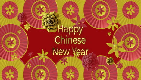 Animation-of-happy-chinese-new-year-text-over-chinese-pattern-on-red-background