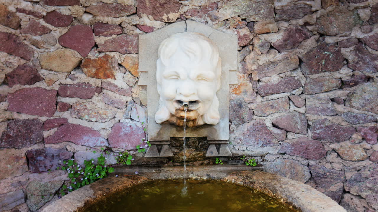 Close up of a water fountain at the Chateau de la Napoule Castle in Mandelieu-La Napoule, France