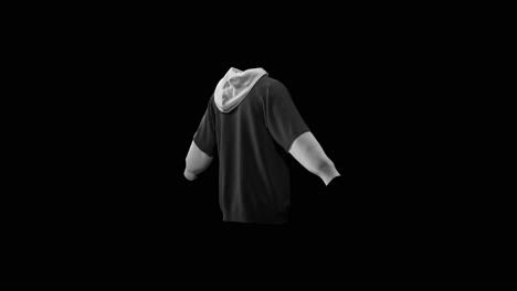 black and white hoodie rotated with alpha channel. animation clothing design