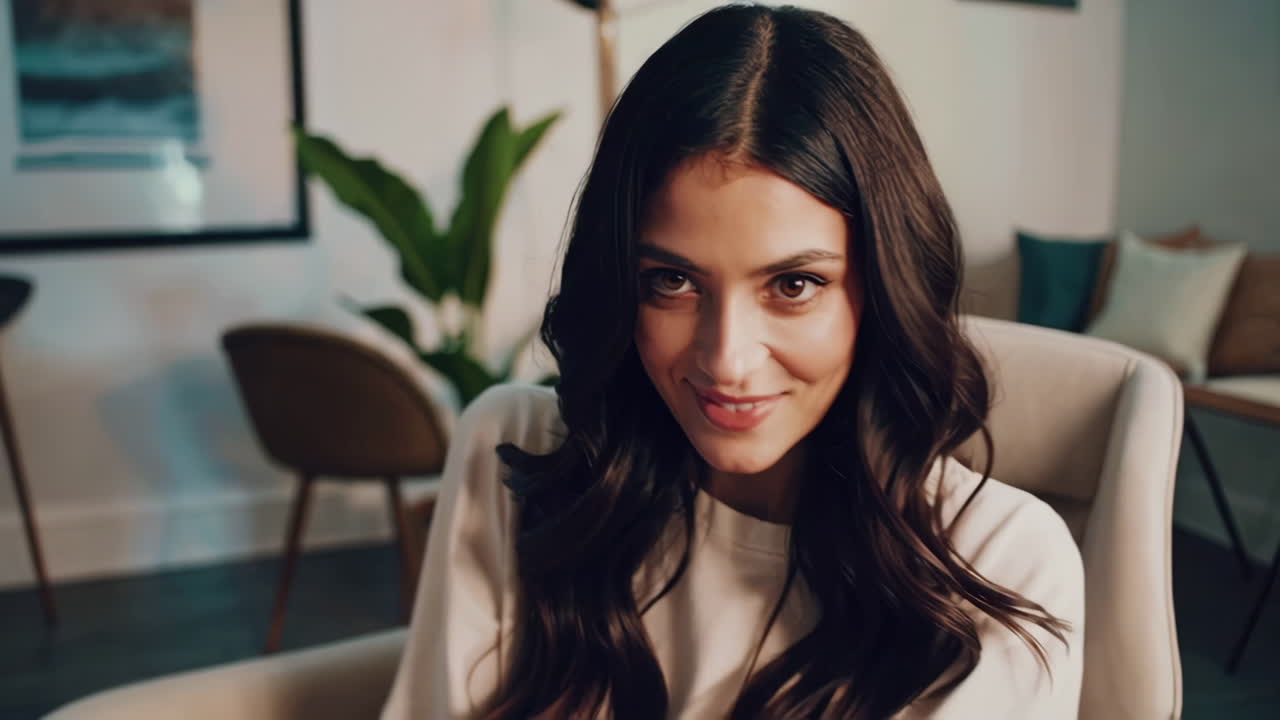 retrato en primer plano de una joven sonriente