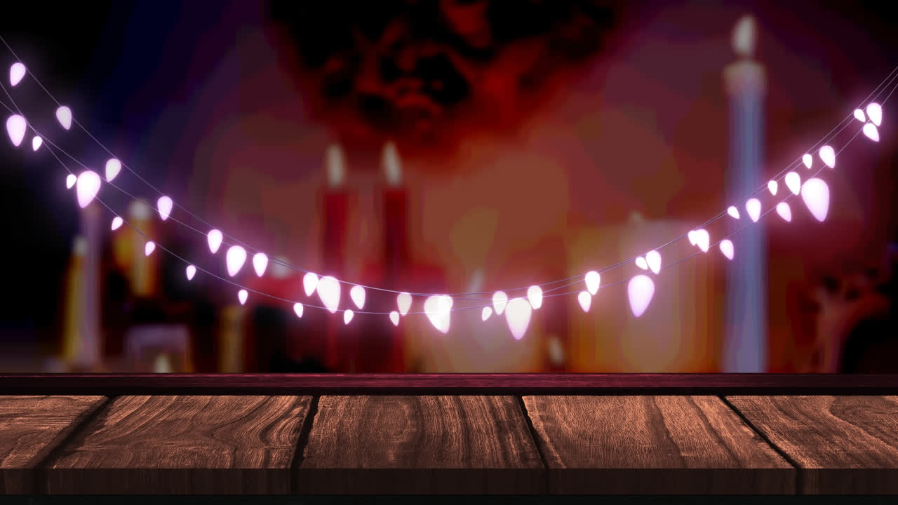 나무판 위에서 요정 불빛의 애니메이션