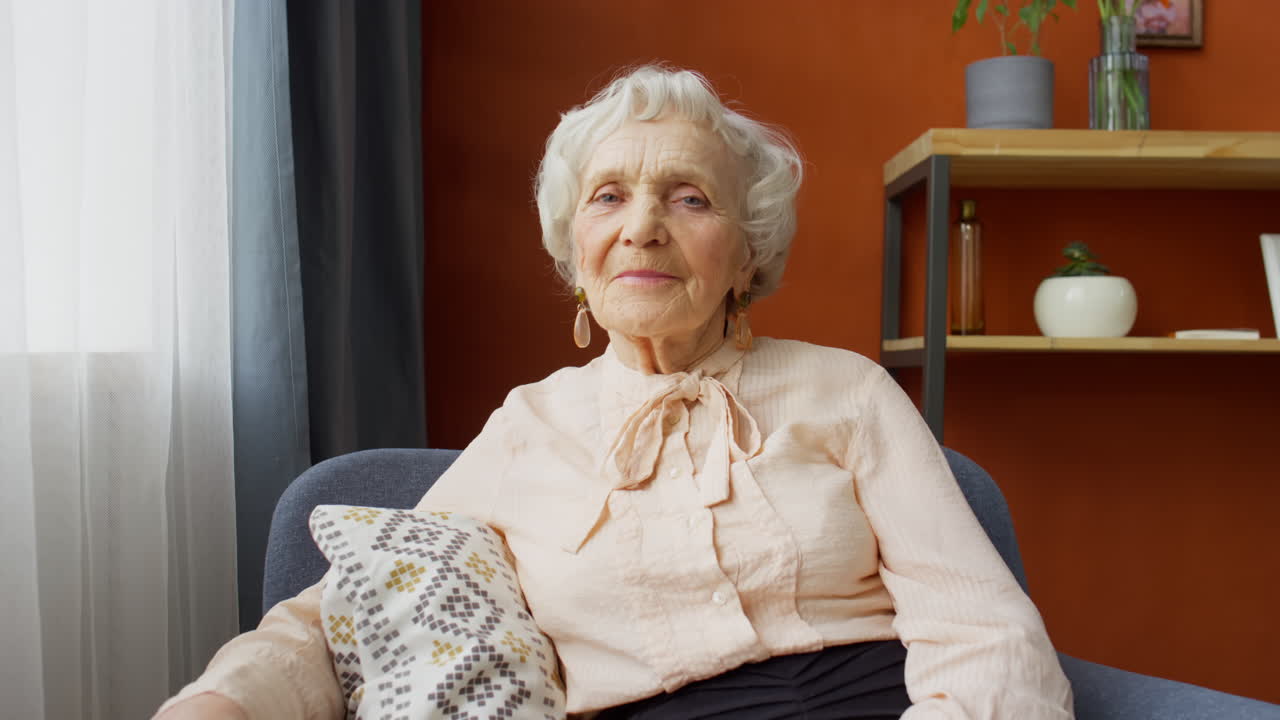 Portrait of Elegant Elderly Woman at Home