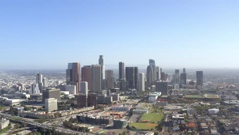 aéreo, paisaje urbano de los angeles, vista de drone