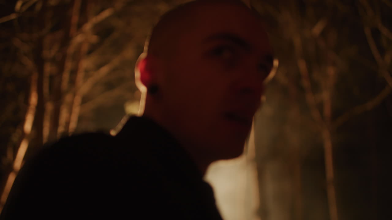 Man in Silhouette Profile at Night