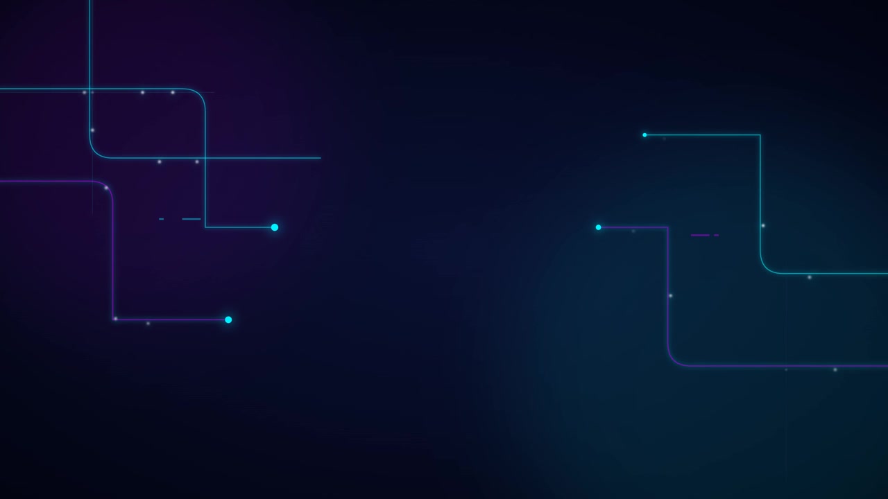 Abstract Digital Circuit Lines Moving on Dark Background
