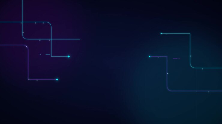 Abstract Digital Circuit Lines Moving on Dark Background