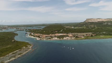 santa barbara beach high altitud aerial shot of private beach on the dutch caribbean island of curaçao, located at the southeast of island