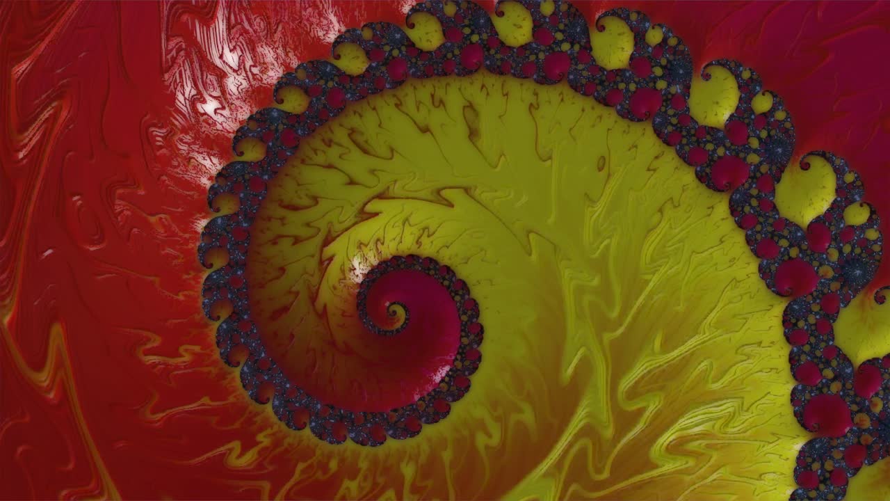 Movimento a spirale infinito con sfondo rosso e giallo, grafica astratta
