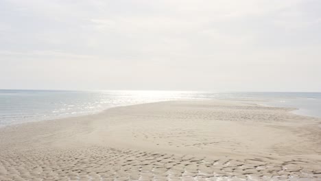 drone view of sandy beach of culatra faro island, italy