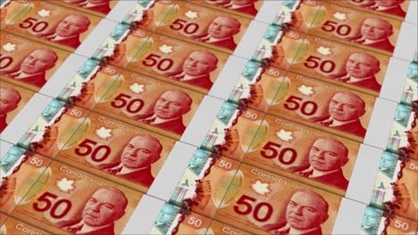 50 canadian dollar banknotes printing by a money press