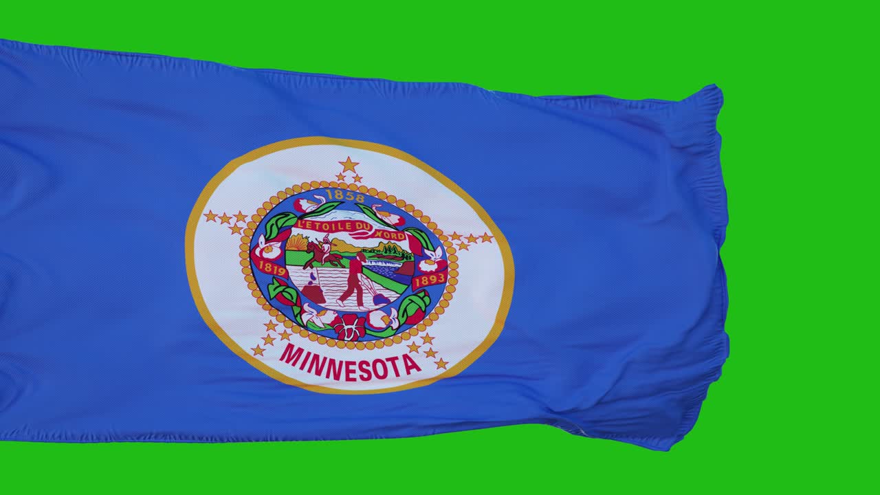 bandera de minnesota en pantalla verde. perfecto para su propio fondo usando pantalla verde. renderización 3d