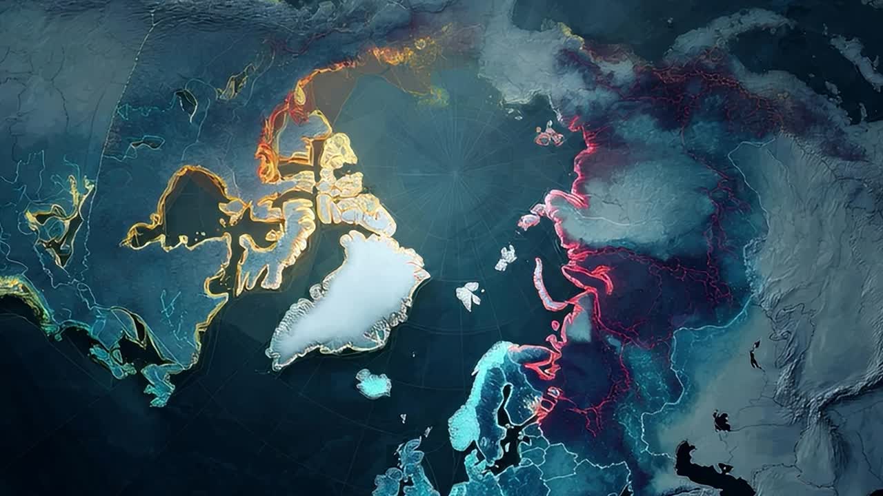 地理的特徴と境界線を紹介する極地域の地図