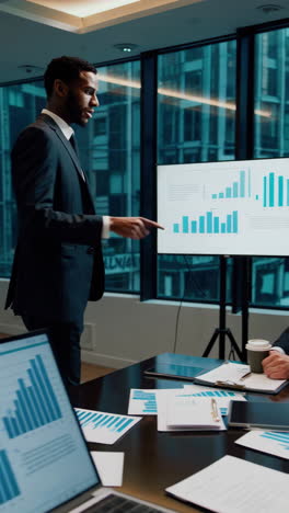 business professionals in modern office meetings and presentations