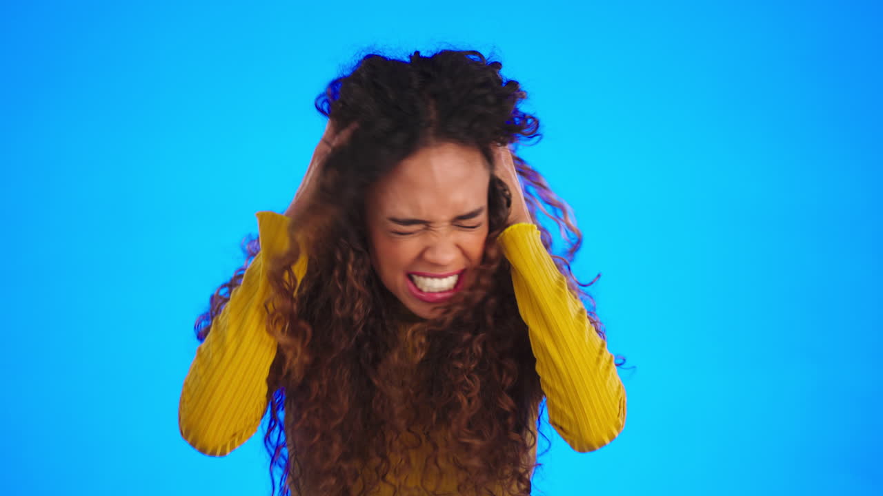 Woman, frustrated and stress with mental health