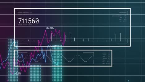 Animation-of-interface-with-statistical-data-processing-against-green-background